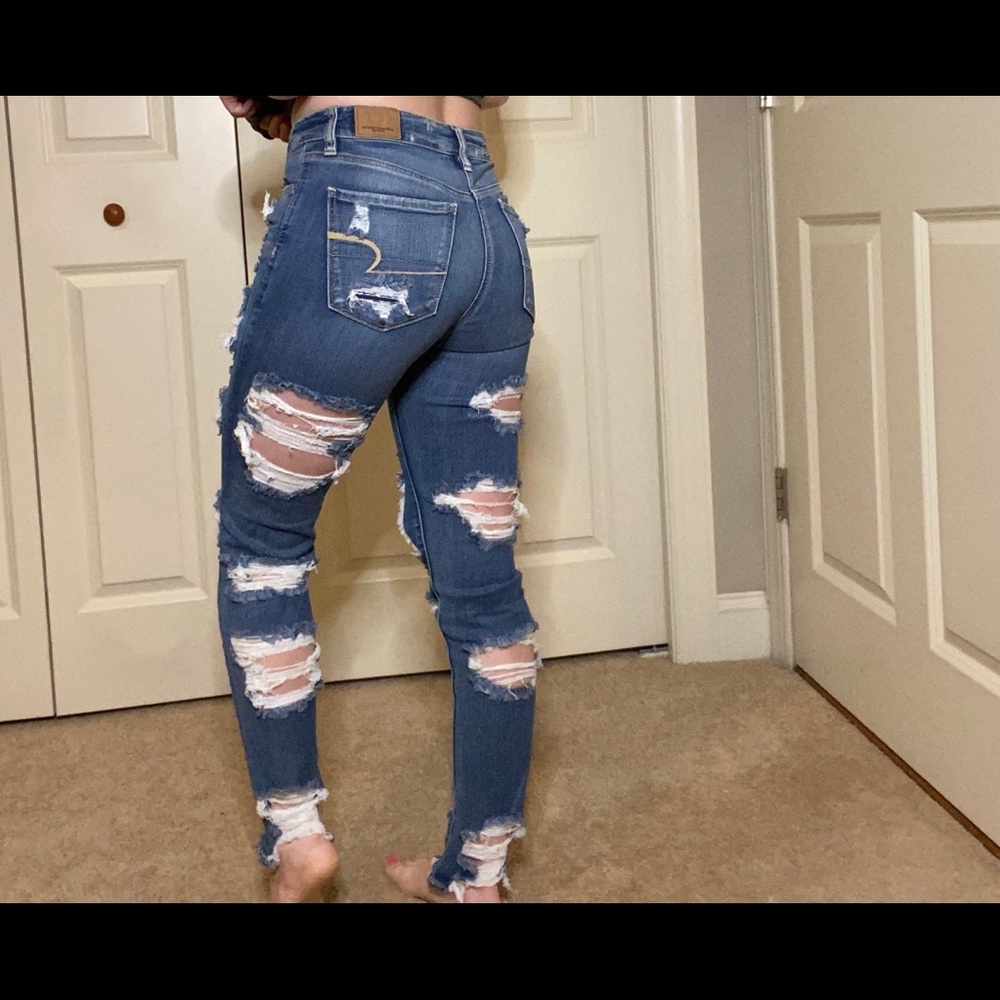Double sided ripped jeans